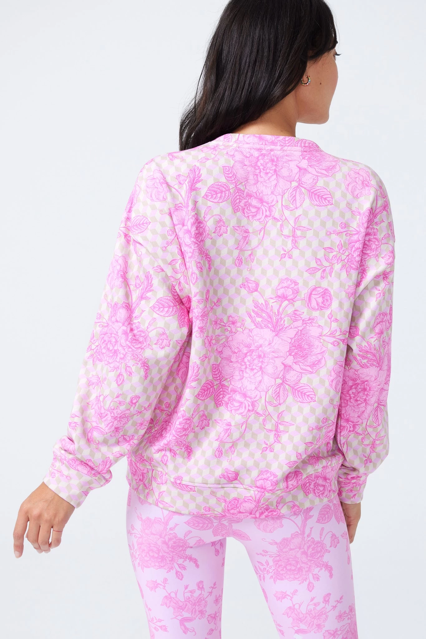 Printed Crew In Oat Milk And Pink Geo 5 Printed Crew In Oat Milk And Pink Geo - Image 3