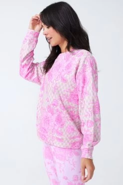 Printed Crew In Oat Milk And Pink Geo 12 Printed Crew In Oat Milk And Pink Geo -Chic Wear Shop PinkFineChina OatGeo Crewneck 5