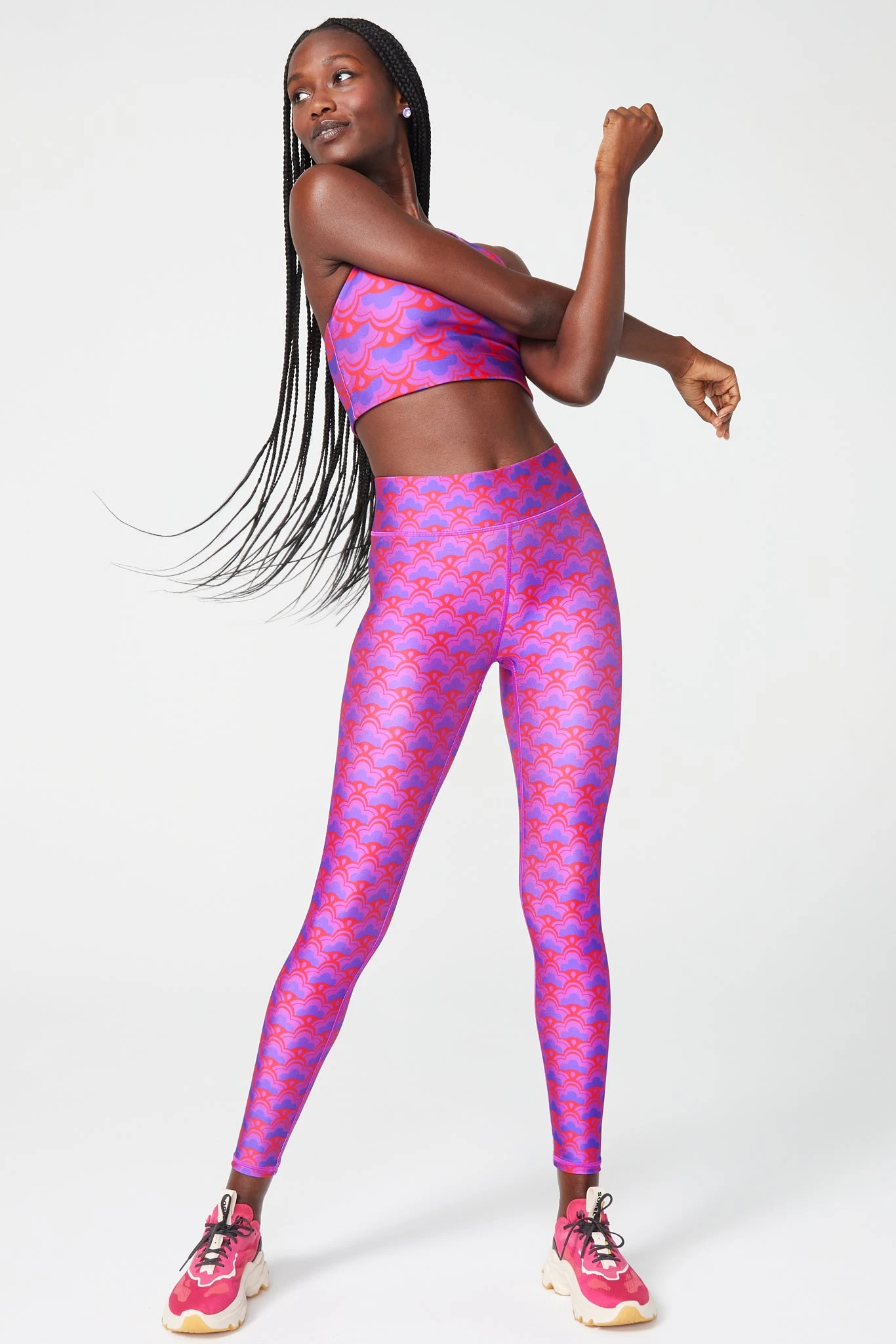 Hi-Shine Leggings In Pink Floral Geo 4 Hi-Shine Leggings In Pink Floral Geo - Image 2