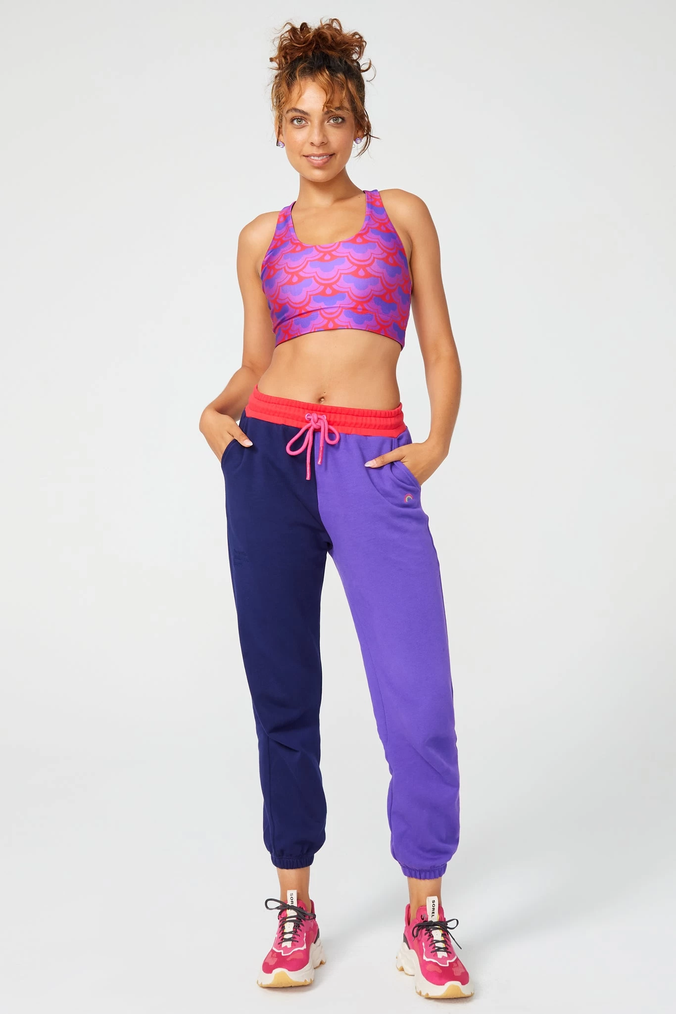 Colorblock Sweatpants In Navy And Electric Purple 3 Colorblock Sweatpants In Navy And Electric Purple