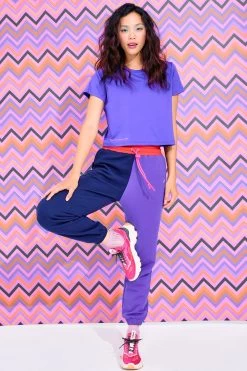 Colorblock Sweatpants In Navy And Electric Purple 10 Colorblock Sweatpants In Navy And Electric Purple -Chic Wear Shop PurpleNavy Colorblock Sweatpants 1 2