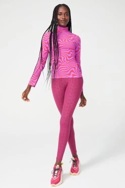 Mesh Mock Neck In Purple And Red Wave 15 Mesh Mock Neck In Purple And Red Wave -Chic Wear Shop PurpleRed MeshTop 5