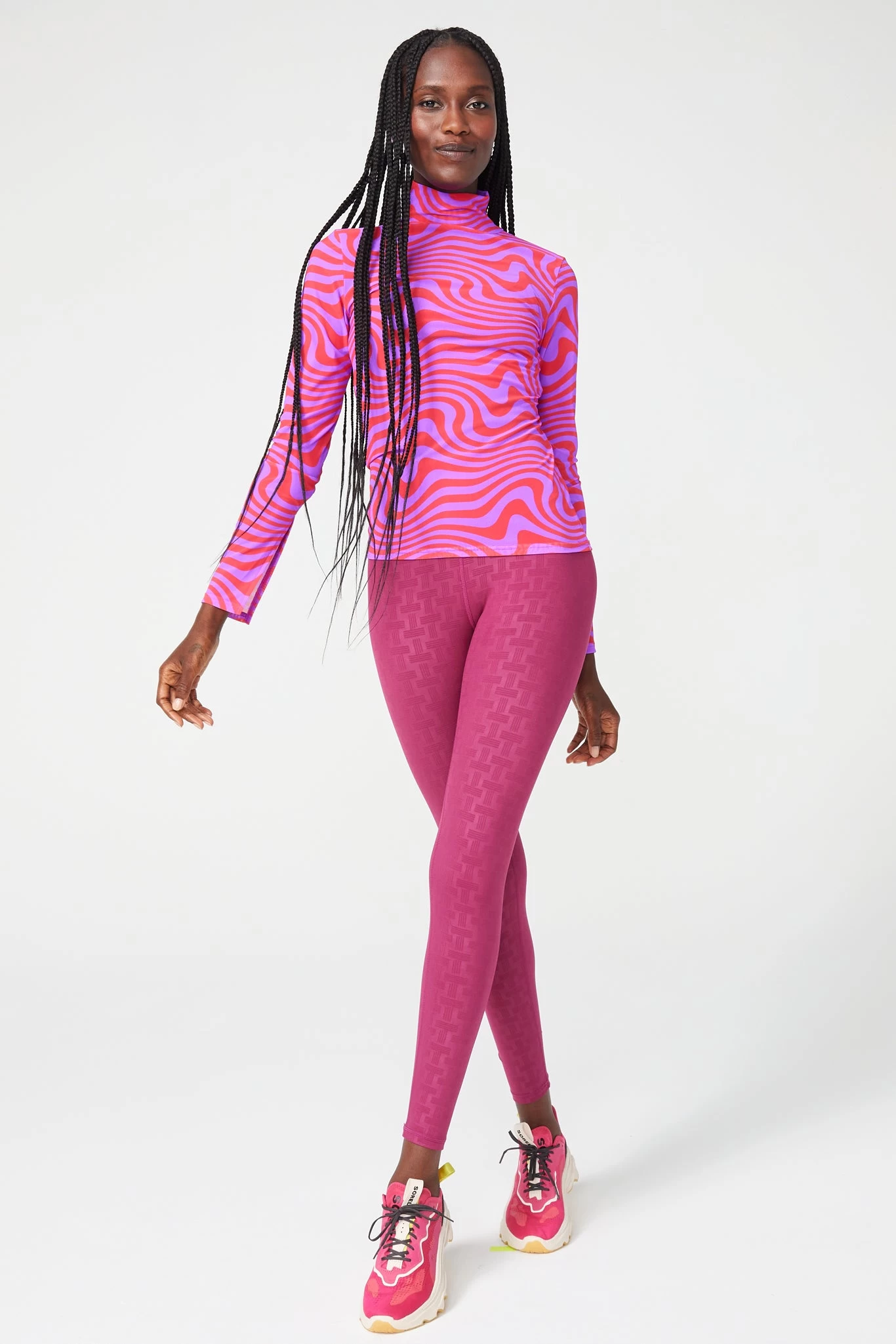 Mesh Mock Neck In Purple And Red Wave 8 Mesh Mock Neck In Purple And Red Wave - Image 6