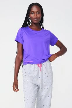 WorkIt Crop Tee In Electric Purple