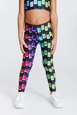 Kids Leggings In Black Rainbow Nail Polish -Chic Wear Shop RainbowNailpolish Kids Legging 1