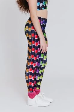 Girls Leggings In Black Rainbow Nail Polish -Chic Wear Shop RainbowNailpolish Legging 2