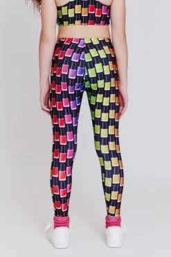 Girls Leggings In Black Rainbow Nail Polish -Chic Wear Shop RainbowNailpolish Legging 3