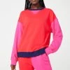 Colorblock Crew In Hot Red -Chic Wear Shop RedPink Colorblock Crewneck 1