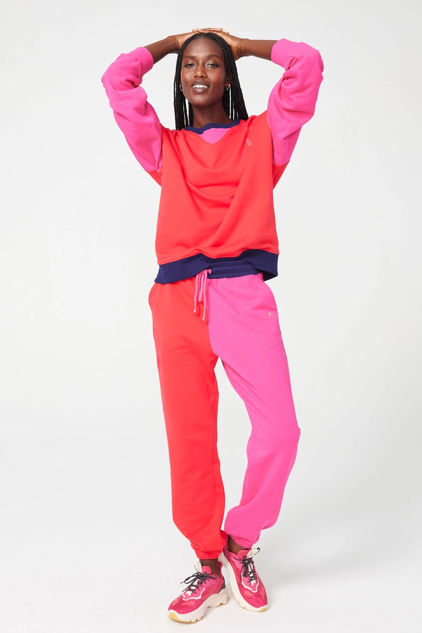 Colorblock Sweatpants In Hot Red And Terez Pink 4 Colorblock Sweatpants In Hot Red And Terez Pink - Image 2