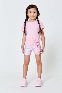 Kids Booty Shorts In Pink Gingham