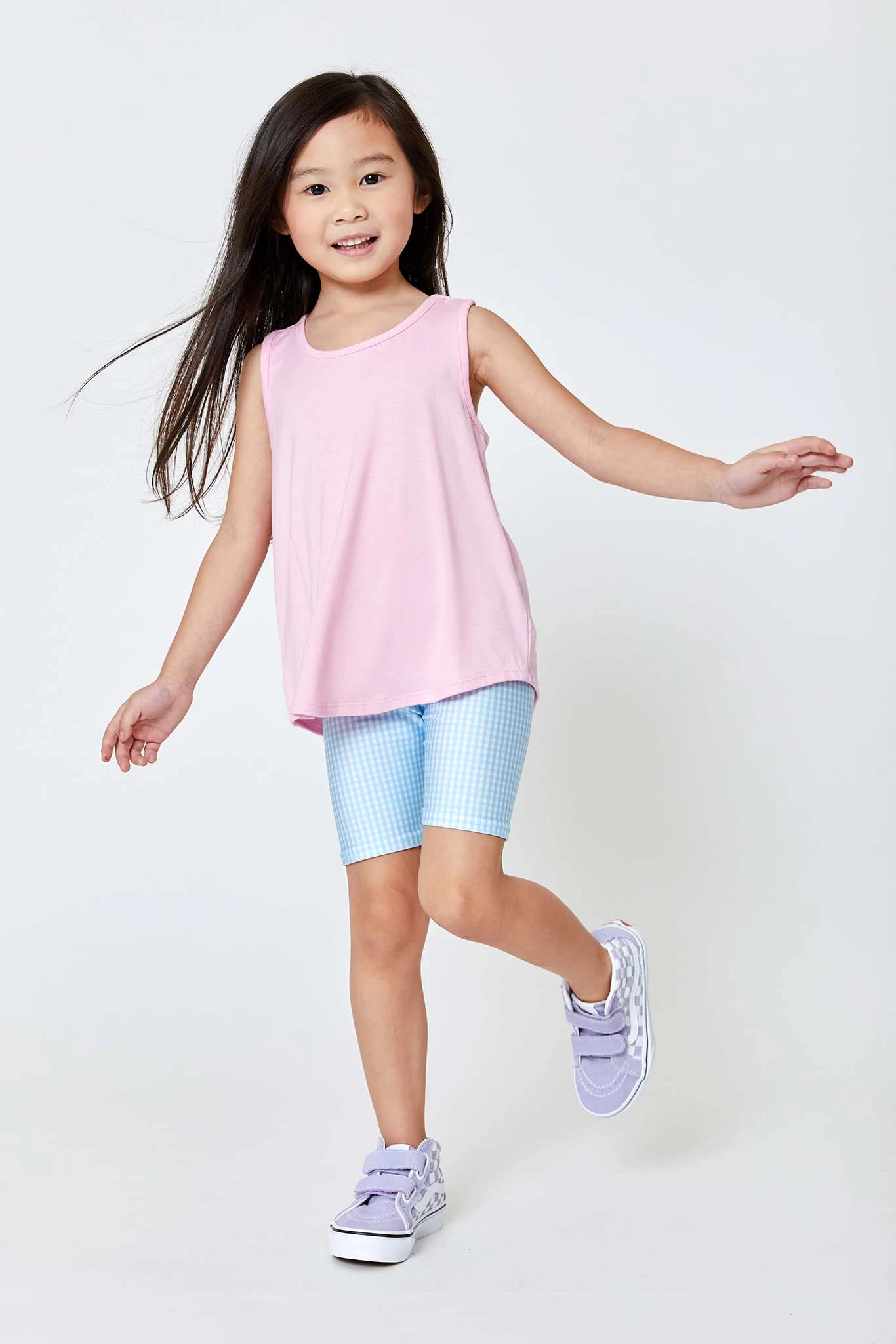 Kids Bike Shorts In Blue Gingham 4 Kids Bike Shorts In Blue Gingham - Image 2