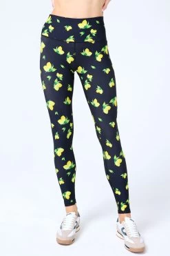 DuoKnit Leggings In Black Lemon Spritz