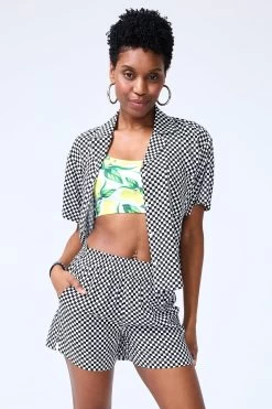 Short Sleeve Button Down In Racing Check