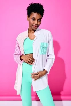 Button Down In Secondary Stripe Patchwork