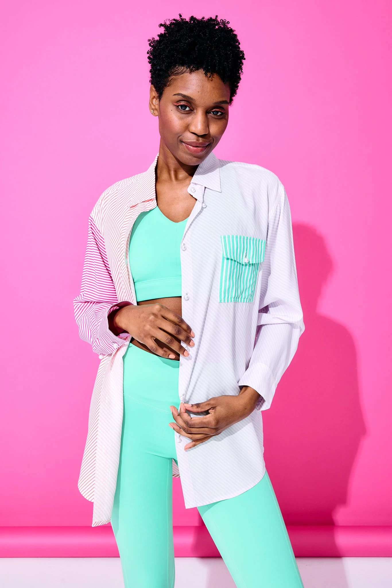 Button Down In Secondary Stripe Patchwork 3 Button Down In Secondary Stripe Patchwork