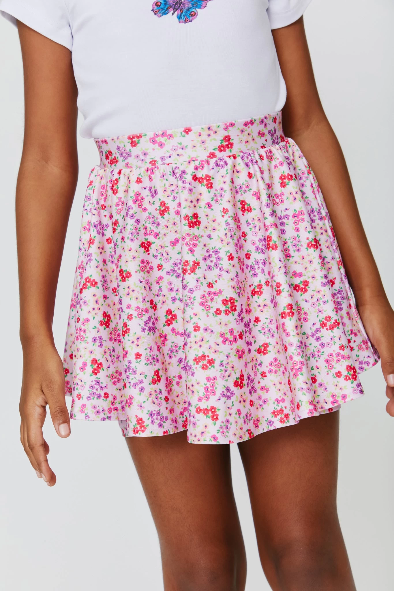 Girls Skater Skirt In Mini Pastel Floral 6 Girls Skater Skirt In Mini Pastel Floral - Image 4