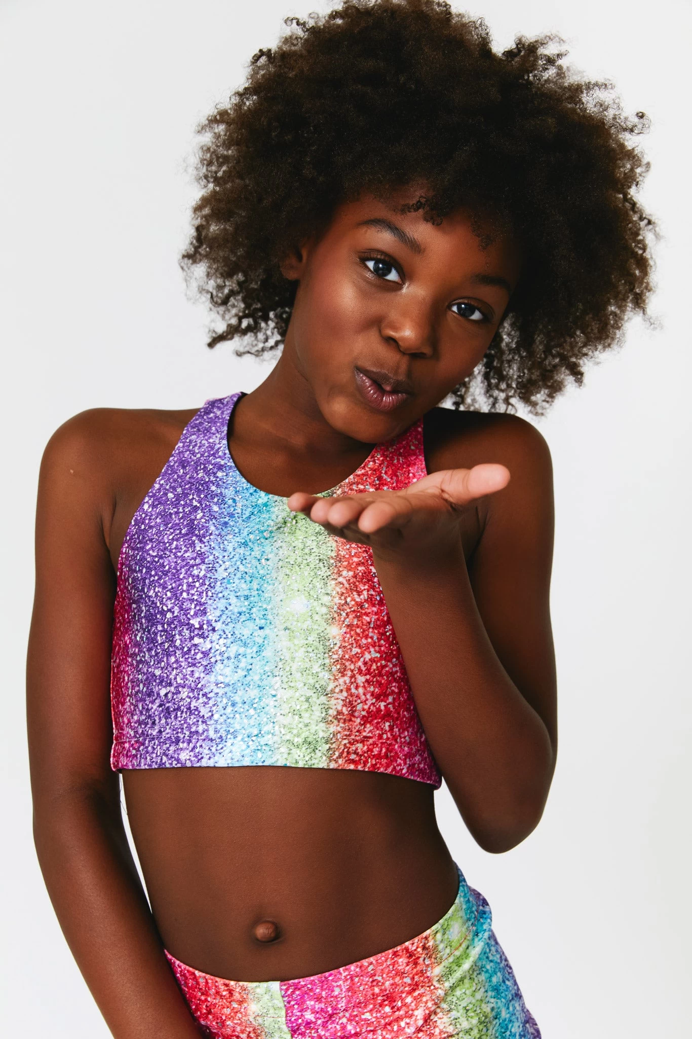 Girls Sports Bra In Rainbow Glitter Foil 6 Girls Sports Bra In Rainbow Glitter Foil - Image 4