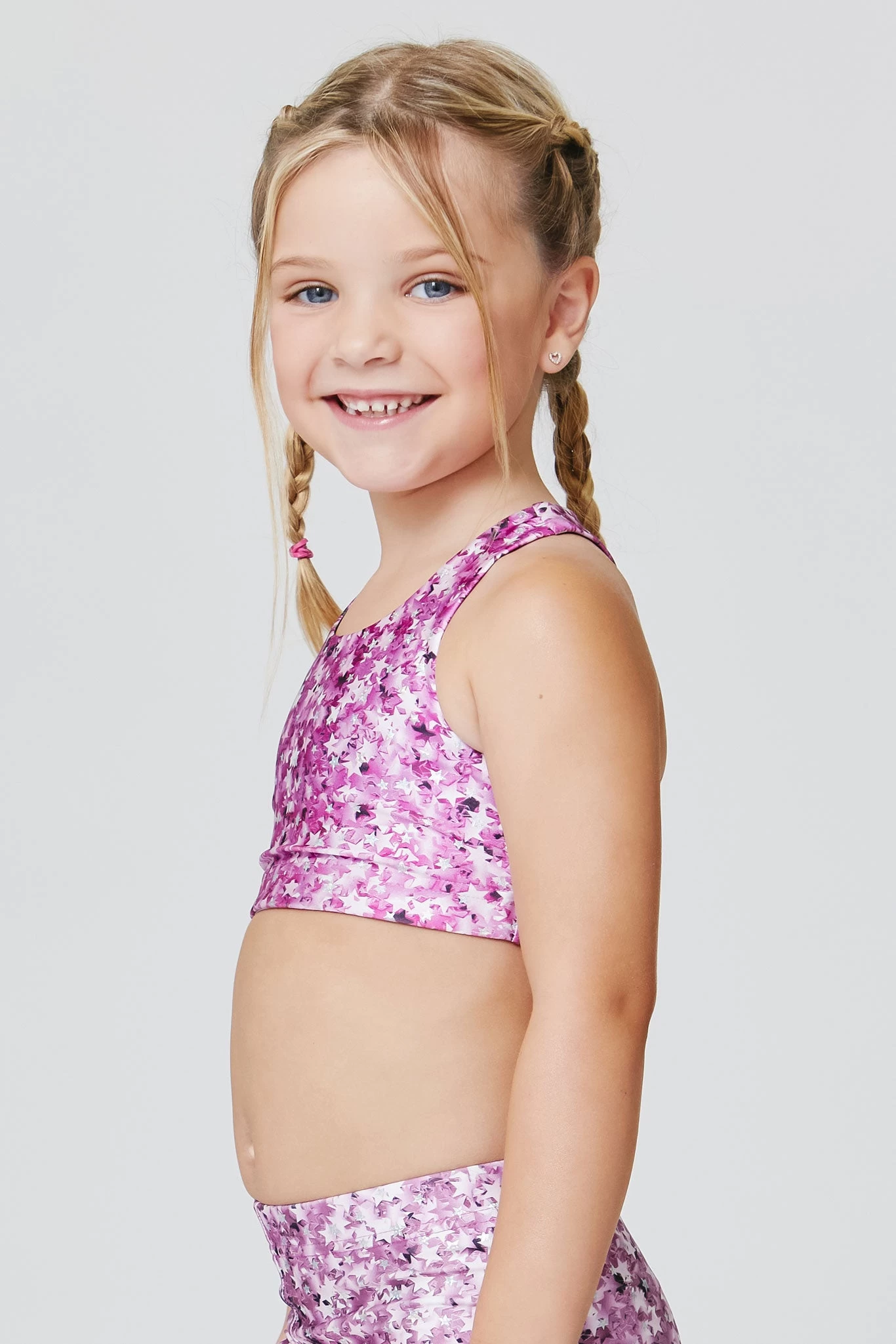 Girls Sports Bra In Star Confetti Foil 4 Girls Sports Bra In Star Confetti Foil - Image 2