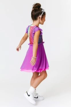 Girls Princess Dress In Rainbow Glitter Foil 8 Girls Princess Dress In Rainbow Glitter Foil -Chic Wear Shop Terez63e06589e3acf59254687963e06589e3ad6.63e06589e3ad6