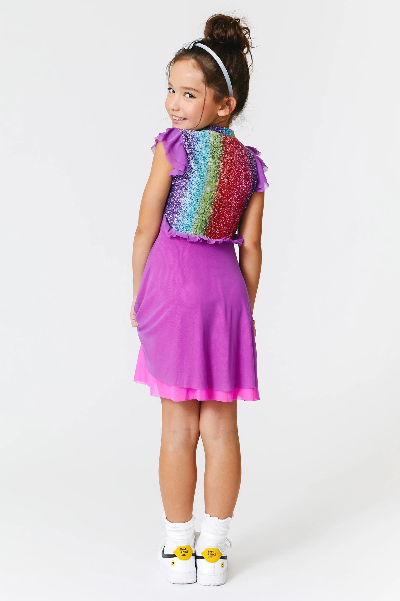 Girls Princess Dress In Rainbow Glitter Foil 5 Girls Princess Dress In Rainbow Glitter Foil - Image 4