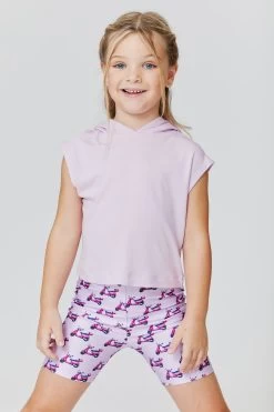 Kids Crop Hoodie In Lilac