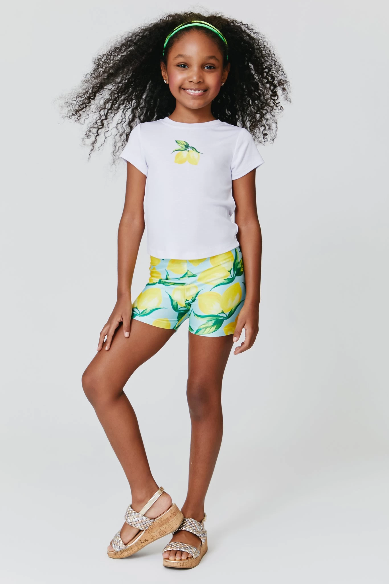Kids Booty Shorts In Aqua Lemon Spritz 3 Kids Booty Shorts In Aqua Lemon Spritz