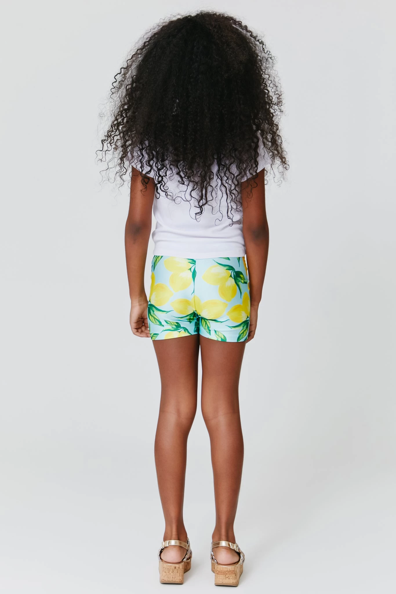 Kids Booty Shorts In Aqua Lemon Spritz 4 Kids Booty Shorts In Aqua Lemon Spritz - Image 2