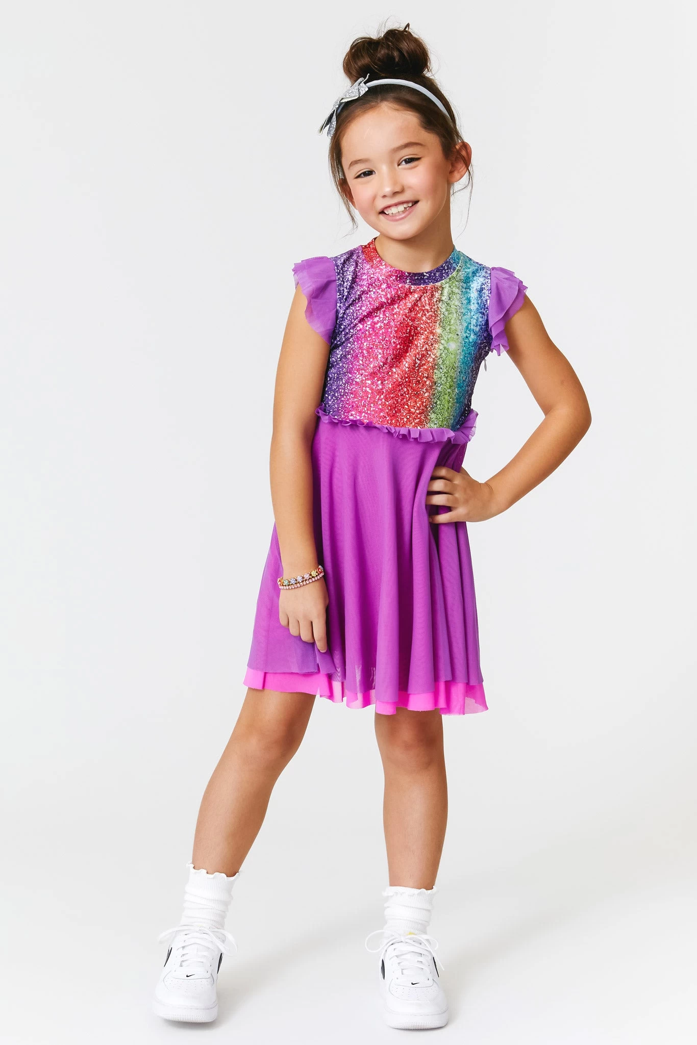 Kids Princess Dress In Rainbow Glitter Foil 5 Kids Princess Dress In Rainbow Glitter Foil - Image 3