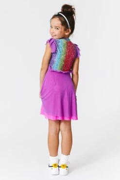 Kids Princess Dress In Rainbow Glitter Foil
