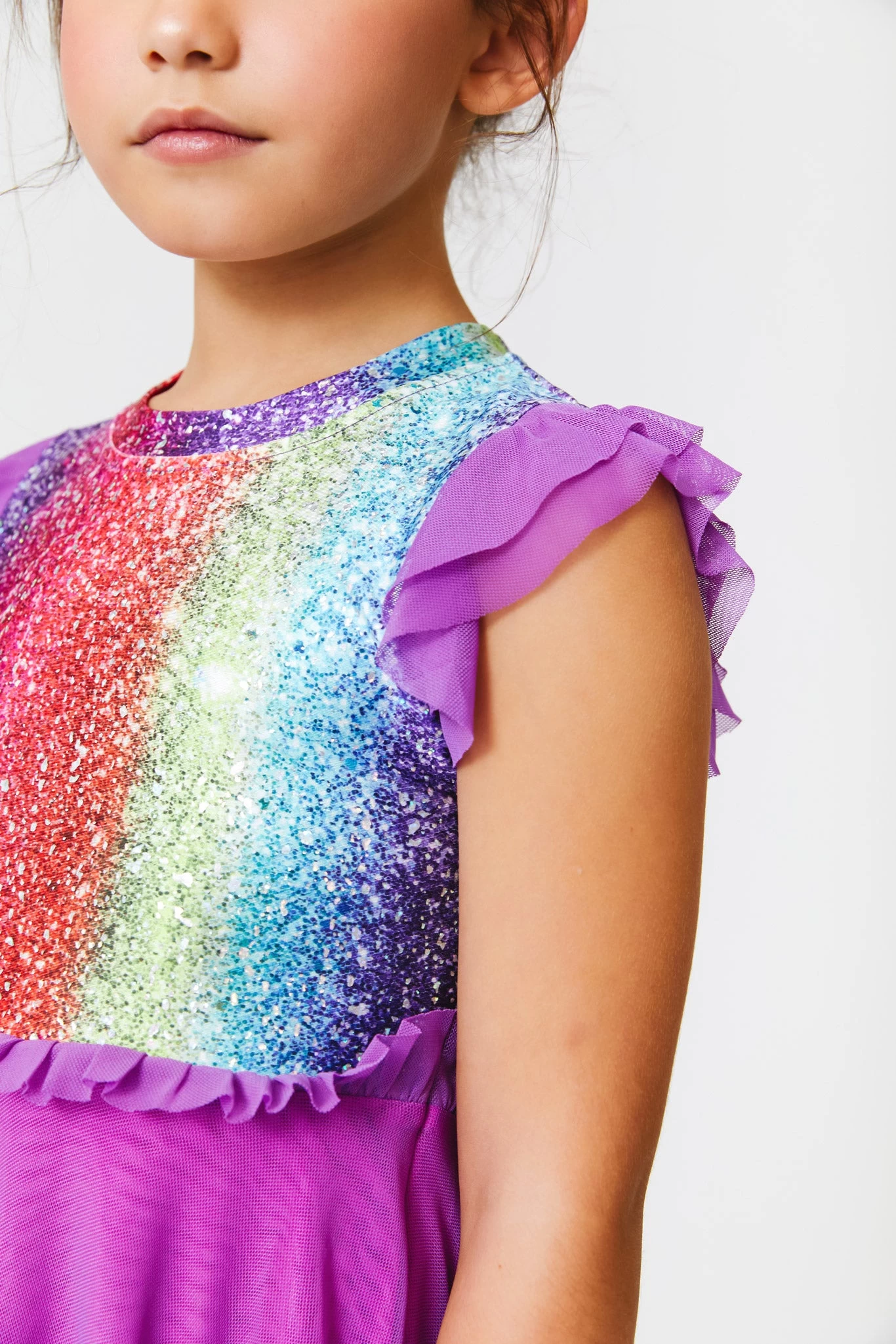 Kids Princess Dress In Rainbow Glitter Foil 7 Kids Princess Dress In Rainbow Glitter Foil - Image 5