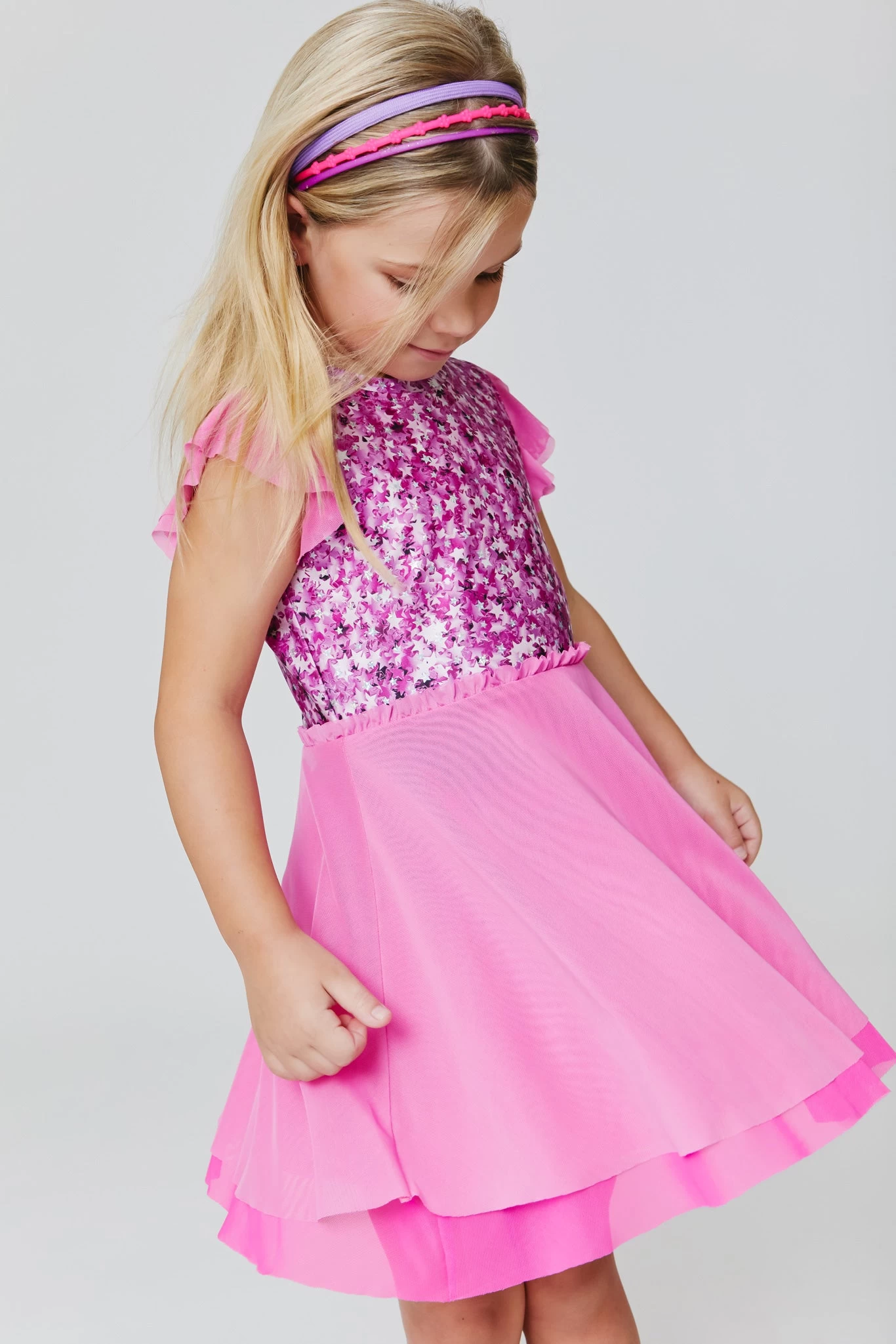 Kids Princess Dress In Star Confetti Foil 4 Kids Princess Dress In Star Confetti Foil - Image 2