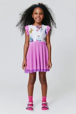 Kids Princess Dress In Sugar Swizzle Neon Butterflies