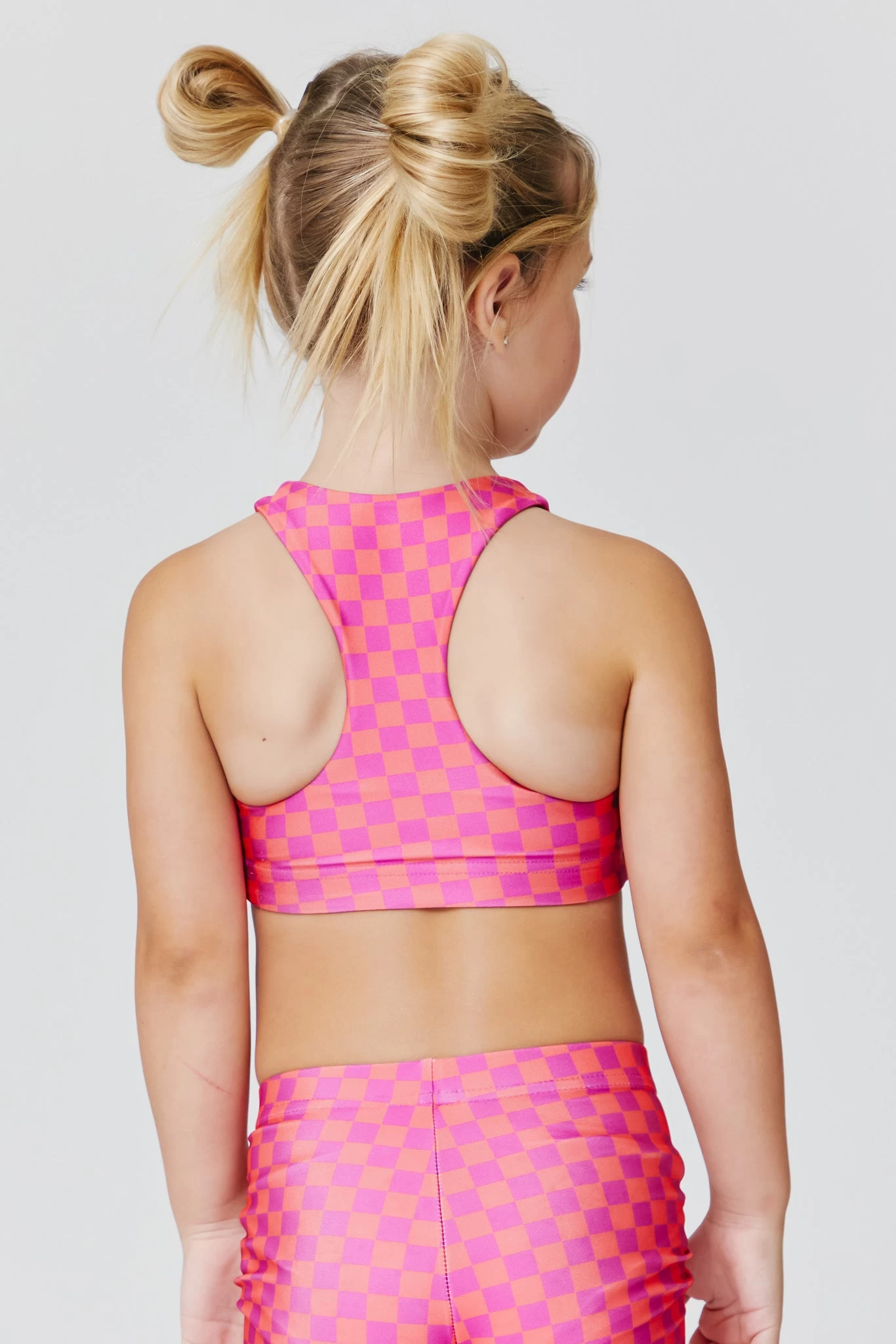 Kids Sports Bra In Melon Racing Check 5 Kids Sports Bra In Melon Racing Check - Image 3