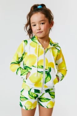 Kids Oversized Zip Hoodie In Lemon Spritz