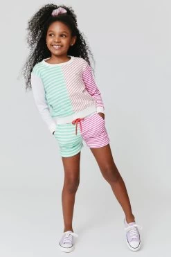 Kids Sweatshort In Secondary Stripe