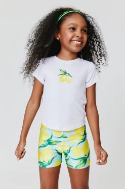 Kids Baby Tee In Lemon Spritz