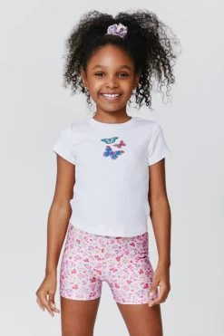 Kids Baby Tee In Neon Butterfly