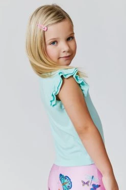 Kids Ruffle Sleeve Crop Tee In Aqua -Chic Wear Shop Terez63e652c4f3c3477753691363e652c4f3c3c.63e652c4f3c3c