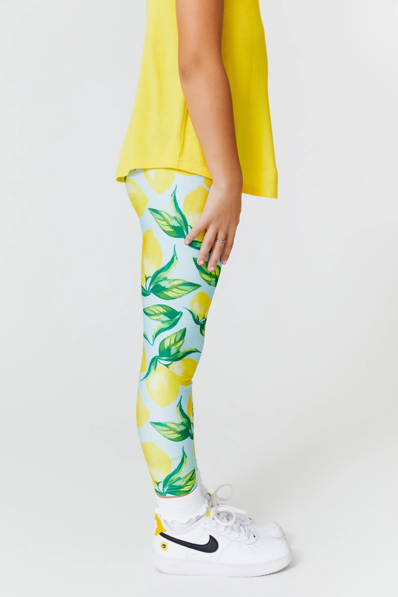 Kids Leggings In Aqua Lemon Spritz 4 Kids Leggings In Aqua Lemon Spritz - Image 2