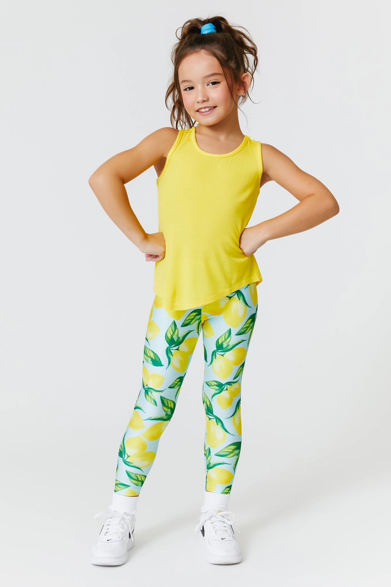 Kids Leggings In Aqua Lemon Spritz 6 Kids Leggings In Aqua Lemon Spritz - Image 4