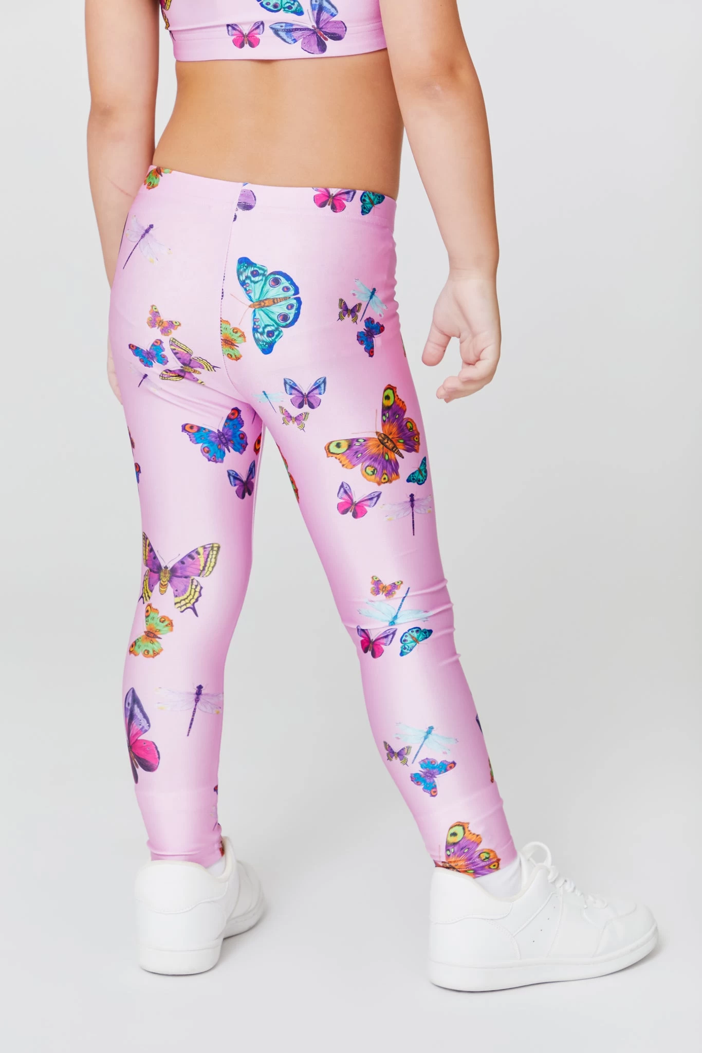 Kids Leggings In Pink Neon Butterflies 5 Kids Leggings In Pink Neon Butterflies - Image 3