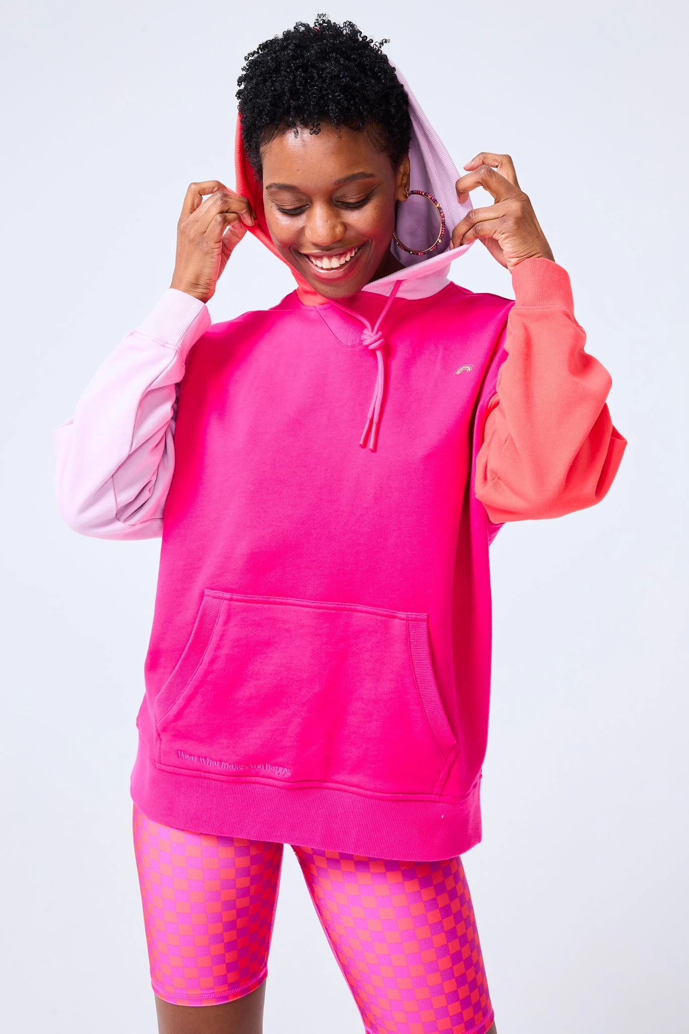 Colorblock Hoodie In Bougainvillea 3 Colorblock Hoodie In Bougainvillea