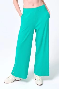 Rib Wide Leg Pant In Jade