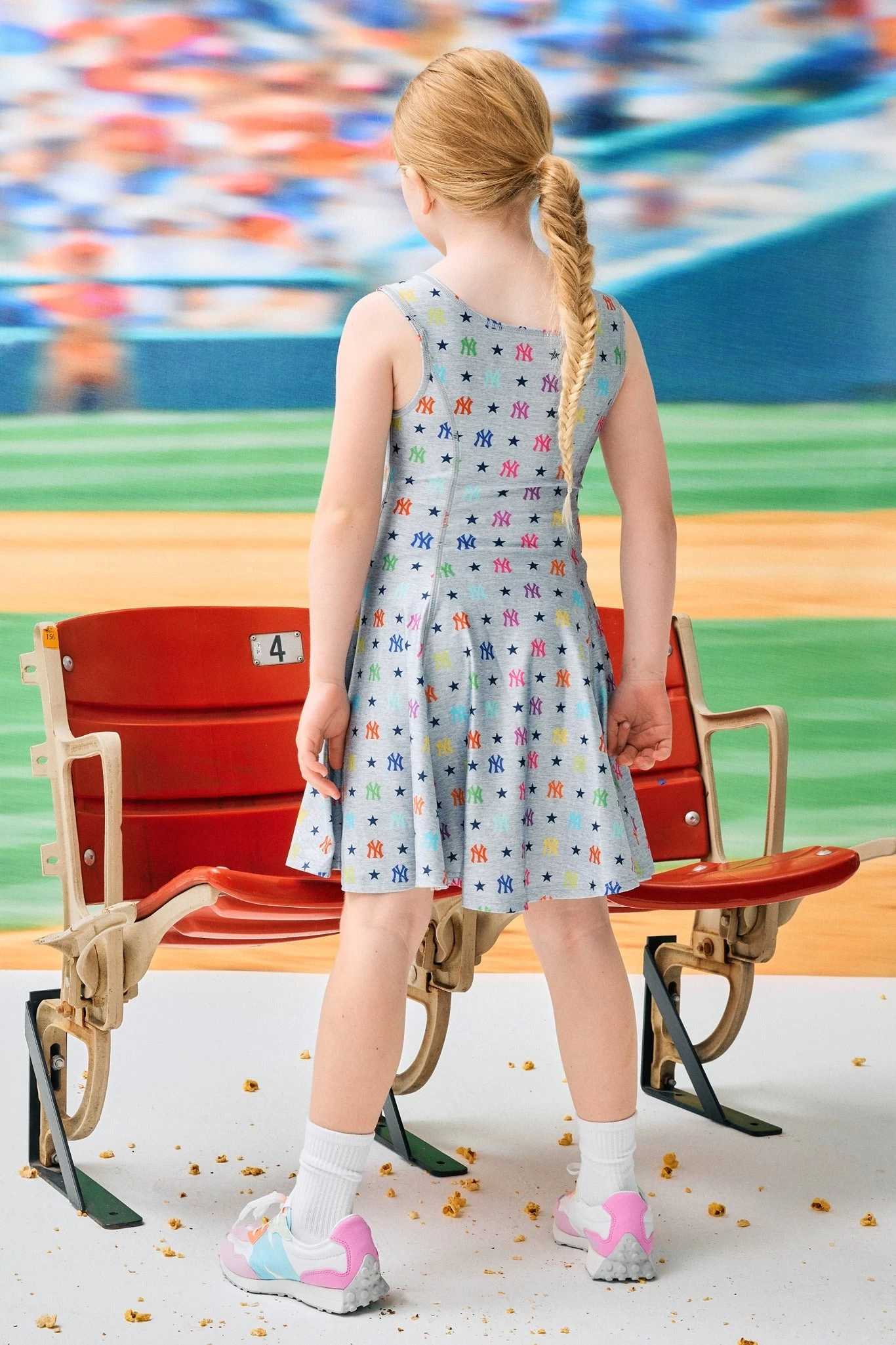 Yankees Girls Skater Dress In Rainbow Monogram 5 Yankees Girls Skater Dress In Rainbow Monogram - Image 3