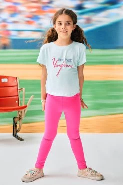 Yankees Girls Baby Tee In Retro Script