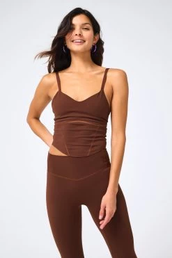 Action Corset Crop Tank In Cafe