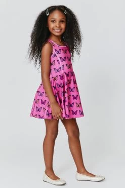 Toddler Skater Dress In Pink Halftone Butterfly