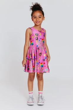 Toddler Skater Dress In Pink Candy Spill