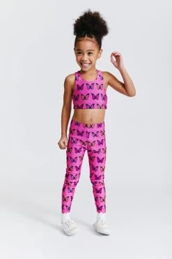 Toddler Leggings In Pink Halftone Butterfly