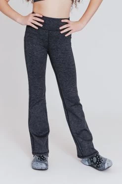 Girls TLC Flare Leggings In Dark Heathered Gray